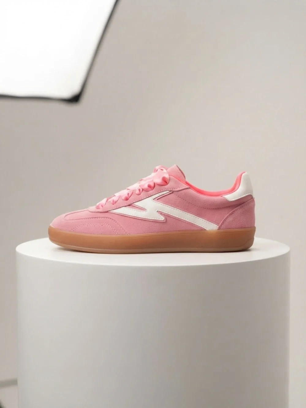 Madden Girl Pink Suede Low-Top Sneakers with White Accents